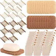 60 Pcs Soap Saver Set Including Wooden Dish, Exfoliating Bag, Saver Pads Bulk...