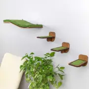 Cat Bed Wall Mounted Floating Wooden Perch with Steps Cat Shelf With Soft Pillow