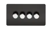 Knightsbridge Screwless 5W - 150W Rotary Dimmer Light Switch 4G 4 Gang 2 Way