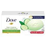 Dove Fresh Moisture Beauty Bathing Bar With Cucumber & Green Tea 450gm (6 Pack )