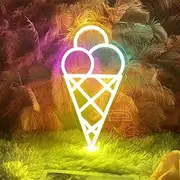 Generic Ice Cream Cone Neon Sign,Ice Cream Led Neon Sign Custom,Ice Cream Car Light Up Sign,Ice Cream Bar Decor Light,Coffee Bar Neon Sign Art, 16in, Yellow