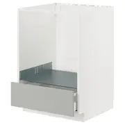 METOD / MAXIMERA base cabinet for oven with drawer, white/Havstorp light grey, 60x60x80 cm