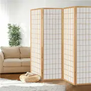 4 Panel Artiss Room Divider Screen 174x179cm Natural
