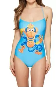 Moschino Womens Ballon Monkey Maillot One-Piece Swimsuit Blue Atol Size 3 -