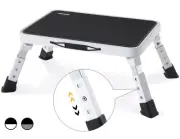3 Levels Adjustable Folding Step Stools for Adults Sturdy Metal RV Step Stool