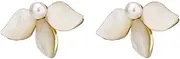 [WEAV] Fashion Natural Shell Flower Stud Earrings Statement Simulated Pearls Small Chic Jewelry For Women Gift