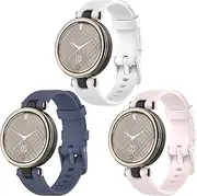 3-Pack intended for Garmin Lily Bands, Comfy Texture Soft Flexible Silicone Replacement Sport Sweat Resistant Strap Wristband intended for Garmin Lily Smartwatch (White,Grey Blue,Light Pink)