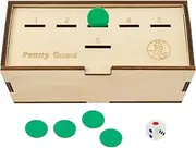 Wooden Dice Penny Game for at Least 2 Players Multipurpose Funny Penny Drop Wood Box for Picnic Party Birthday Bar