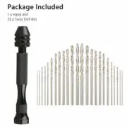 26Pcs Mini Micro Hand Drill Bit Kit Manual Keyless Chuck Pin Vise Rotary Tool e