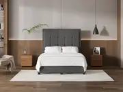 My Style Framed Headboard & Drawer Base - Queen / Gunmetal / Drawer Base