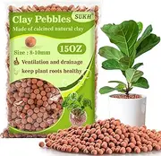 Sukh Clay Pebbles for Plants - 15OZ Indoor Natural Clay,Used Drainage Decoration Aquaponics Hydroponics and Other Essentials Hydroton Leca 6-8mm (Brown) CyPb-450-03