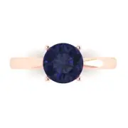 1.5Ct Round Cut - Sapphire Gemstone Solitaire Ring Rose Gold, Anniversary Gift