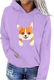 [DuBom] Holiday Sweatshirt Women Autumn and Winter Print Hoodie Cute Cartoon Corgi Pattern Pullover Fashion Sweatshirt New 90 Clothes Women