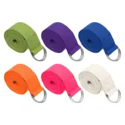 6Pcs 6 Feet Cotton Yoga Strap Belt Stretch Bands with D-Ring Buckle, 6 Colors