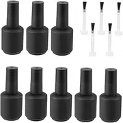 1Set Nail Polish Storage Bottles DIY Empty Containers Black Bottles Nail Brush Applicators Convenient for Home Use and Travel