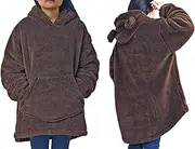 [acdiac] Fluffy Animal Blanket Hoodie,Unisex Bunny/Bear Ear Sweater Top Plush Shape Home Long Coat Pullover
