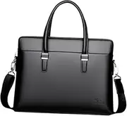 LIFKICH Business Bag Men's Cow Leather Crossbody Bag Laptop Briefcase Large Compartment for Documents