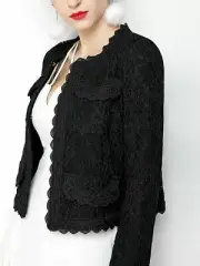 BRAND NEW W TAG!! AMAZINGLY CHIC AND CLASSY BLACK LACE JACKET!!! SZ M BUST 40.9