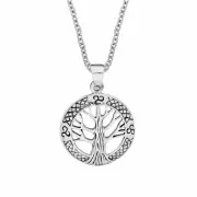 Sterling Silver Tree of Life Pendant Cut-Out Round Celtic Necklace - Silverly