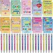 Fulmoon 40 Pieces Christian Gifts for Kids Bulk Motivational Bible Verse Notebooks Religious Ballpoint Pens Inspirational Scripture Quotes Notepads and Pens Set for School Teacher Students Gifts