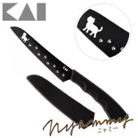 在飛比找momo購物網優惠-【KAI 貝印】Nyammy 黑貓咪不鏽鋼水果刀附套 12C
