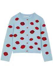 Alice + Olivia Daroda Kiss Embroidered Stretch-wool Cardigan - Multicoloured - S (UK8-10 / S) S (UK8-10 / S)