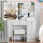 Dressing Table Stool Set Mirror Vanity LED Bulbs Makeup Desk Sliding Drawers