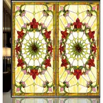 彩繪藝術玻璃貼膜 復古藝術歐式彩色窗戶教堂玻璃 訂制衣柜門貼紙