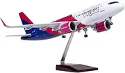 ﻿for Wizz Airlines Aircraft A320 Diecast Toy Resin Plane Model W Light and Wheel Landing Gear 1/80 Scale 47CM(A320 W LED)