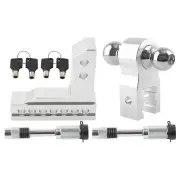 6'' Adjustable Towing Hook 2" Receiver Dual-Ball for Trailer RV w/ Lock&Key