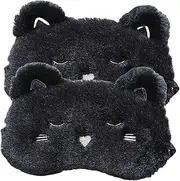 Gogogmee 2pcs Blindfold Cute Portable Eye Shades for Sleeping Eye Mask for Sleeping Breathable Cover Patches Travel Eye Mask Sleeping Eye Pad Cooling Sleep Mask Furry Black Silk Cloth
