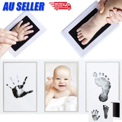 Baby Hand Footprint Photo Frame Kit Pet Safe Inkless Wipe Newborn Print Gift New