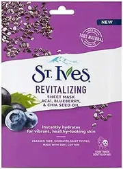 St Ives 23ml Sheet Mask Revitalising Acai, Blueberry and Chia Seed Oil (Pack of 3)