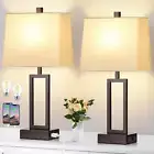 23.5" Touch Control Table Lamps, Metal Bedside Lamp for Bedroom Set of 2 with US