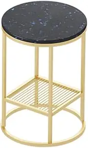 Exquisite Bedside Cabinets Marble Coffee Table, Double Layer Metal Display Desk The Mall Clothing Store Gift Shop Display Table Can Place Crafts Side Desk (Color : B, Size : 50 * 60CM)