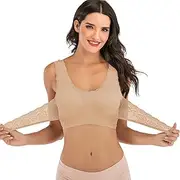 [XolngYYeng] Women Front Cross Side Buckle Lace Bras no Underwire Seamless Sport Bra with Removable Pad