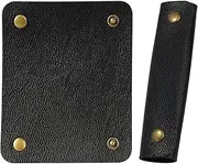IUAQDP 2 Pieces Leather Luggage Bag Handle Wraps Handbag Handle Grip Protectors, Soft Purse Strap Cover Pad with Brass Clasps for Wallet Tote Bag Suitcase Travel Bag Shopping Bag, Black, 5.12 x 4.13IN
