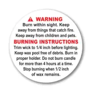 2" ASTM Compliant Candle Warning Labels 24 to 100 Round Stickers Wax Melting