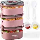GLCSC Bento Box Lunch Box, Stackable 3 Layers Containers, Portable 2.10L Large C