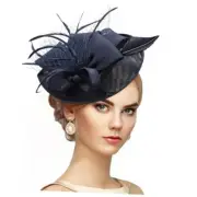 Tea Party Hat Fascinator - 2025 High Tea Party Kentucky Derby Pillbox Navy Blue