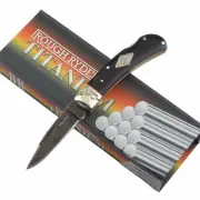 Rough Rider Black Bone Handles Titanium Lockback Pocket Knife RR1773