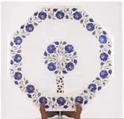 24" white marble table top coffee side inlay lapis decor antique mosaic h7