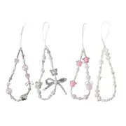 Unique Bowknot Pearl Beaded Mobile Phone Straps for Women Phone Case Key Chain
