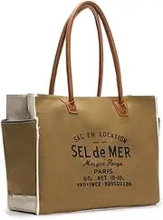 [Lamyba] Sel De Mer Canvas HandBag Upcycled Canvas Leather Tote Bag