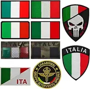 [YOYUMI] Tactical Morale Patches Italian Flag Embroidered Hook and Loop Italia Tactical Morale Badge Cloth Patch Accessories