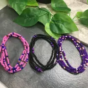 3 PC Handmade Waist Beads Necklace African Boho Bracelet Anklet Set New 8791