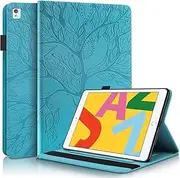 CXTCASE for iPad 7th/8th/9th Generation, iPad Air 3, iPad Pro 10.5 Inch Case Embossed Tree PU Leather Case Wallet Flip Cover for iPad 2017/2018/2019, iPad Air 3, iPad Pro 10.5" Blue
