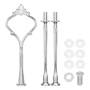 4 Sets Cake Tray Stand Handle Plate Hardware Fitting, 3-Tiers Crown Silver