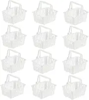 UPKOCH 12pcs Shopping Basket Shopping Miniature Woven Basket Hampers Small Grocery Cart for Pretend Play Cute Girl Wicker White for White Plastic