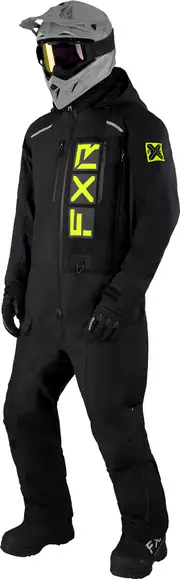 FXR Recruit Lite 2023 One Piece Snowmobile Suit, black-yellow, Size S for Men Black Yellow